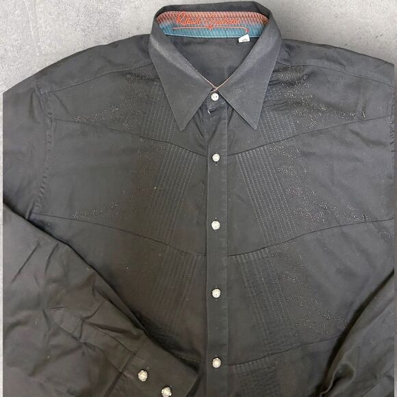 Robert Graham Shirt Mens‎ Large Classic Fit Button Black Paisley Flip Cuffs - Picture 1 of 10
